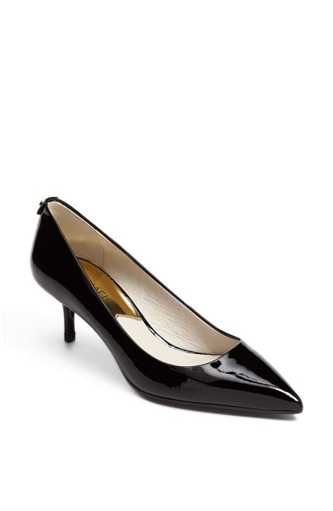 black michael kors shoes heels|Michael Kors kitten heel pump.